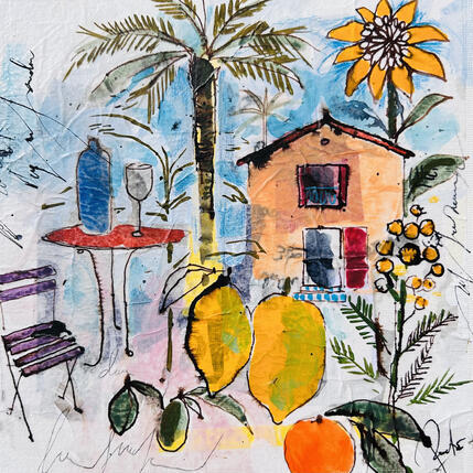 Peinture Fleurs au jardin par Colombo Cécile | Tableau