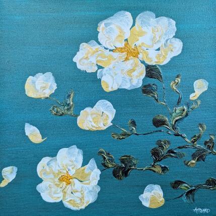 Painting Pivoines blanches dorées by Amblard Florence | Painting Impressionism Acrylic Nature