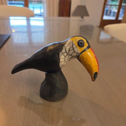 Escultura Toucan toco raku cat2 por Escoffier Odile | Escultura