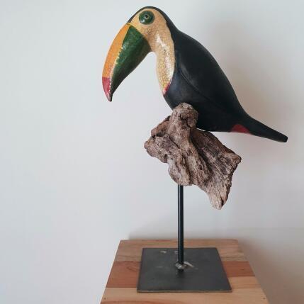 Escultura Grand toucan raku cat4 por Escoffier Odile | Escultura