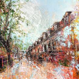 Painting Maison du plateau -Mont -Royal, couleur bleutée. by Davroux Philippe  | Painting Impressionism Oil