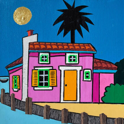 Peinture Un petit paradis par Lovisa | Tableau Pop-art Acrylique, Collage Paysages