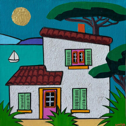 Peinture La maison de nos vacances par Lovisa | Tableau Pop-art Acrylique, Collage Paysages