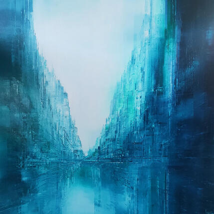 Painting Mint blue by Levesque Emmanuelle | Painting