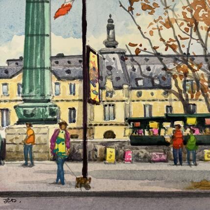 Peinture quai de seine pont du courssel par Decoudun Jean charles | Tableau Figuratif Aquarelle Urbain