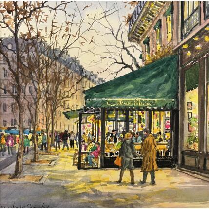 Peinture café les 2 magots par Decoudun Jean charles | Tableau Figuratif Aquarelle Urbain