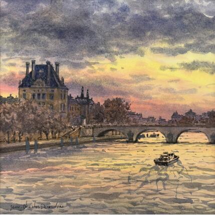 Peinture lever de soleil par Decoudun Jean charles | Tableau Figuratif Aquarelle Urbain