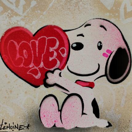 Gemälde SNOOPY HEARTH von Lemoine Mael | Gemälde Pop-Art Acryl, Graffiti Pop-Ikonen