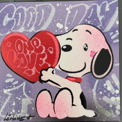 Painting Snoopy Coeur by Lemoine Mael | Painting Pop-art Acrylic, Graffiti Pop icons