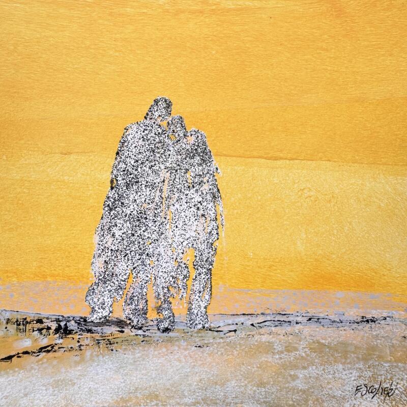 Peinture Soleil dans les coeurs par Escolier Odile | Tableau Figuratif Paysages Scènes de vie Minimaliste Acrylique