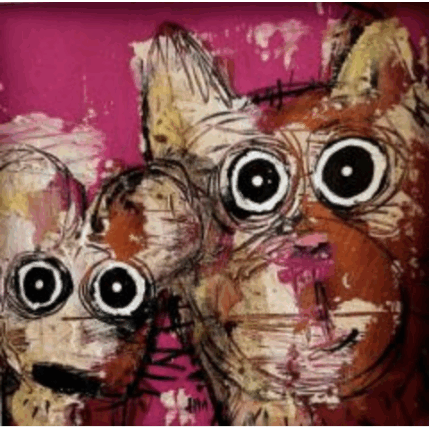 Gemälde Je t’aime, moi non plus! von Maury Hervé | Gemälde Art brut Acryl, Tinte Tiere