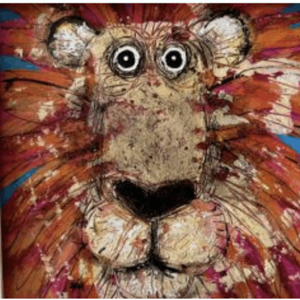 Gemälde Lion von Maury Hervé | Gemälde Art brut Acryl, Tinte Pop-Ikonen, Tiere