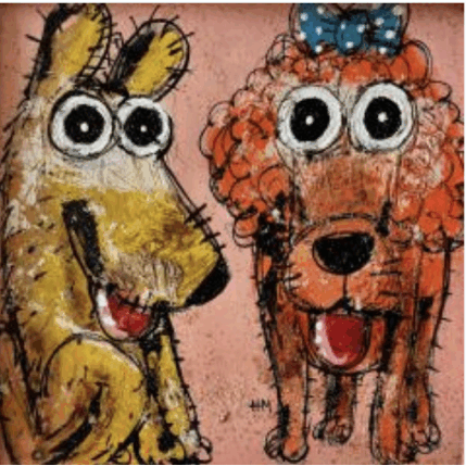 Gemälde Bonjour mademoiselle von Maury Hervé | Gemälde Art brut Acryl, Tinte Pop-Ikonen, Tiere