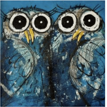 Gemälde En pleine discussion von Maury Hervé | Gemälde Art brut Acryl, Tinte Pop-Ikonen, Tiere