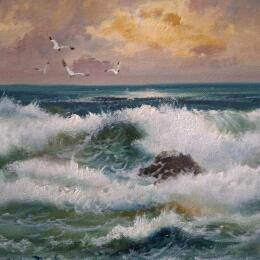 Gemälde Atardeciendo en el Cantabrico von Cabello Ruiz Jose | Gemälde