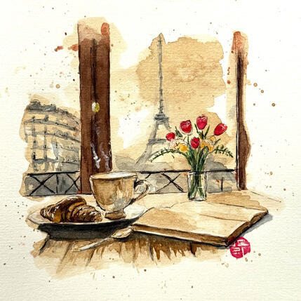 Pintura Le temps d’un café  por Flament Audrey | Pintura