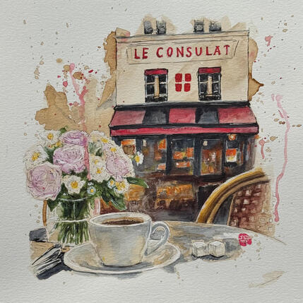 Painting Le consulat  by Flament Audrey | Painting Realism Ink, Watercolor Architecture, Life style