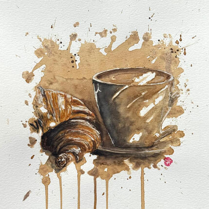 Painting Éveil gourmand  by Flament Audrey | Painting Figurative Ink, Watercolor Life style, Still-life