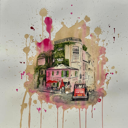 Pintura La maison rose por Flament Audrey | Pintura