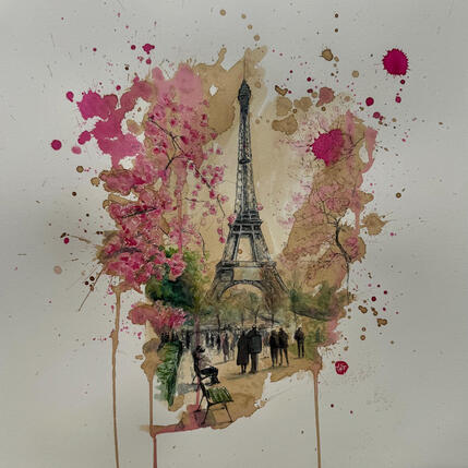 Pintura Éclat d’un printemps à Paris  por Flament Audrey | Pintura