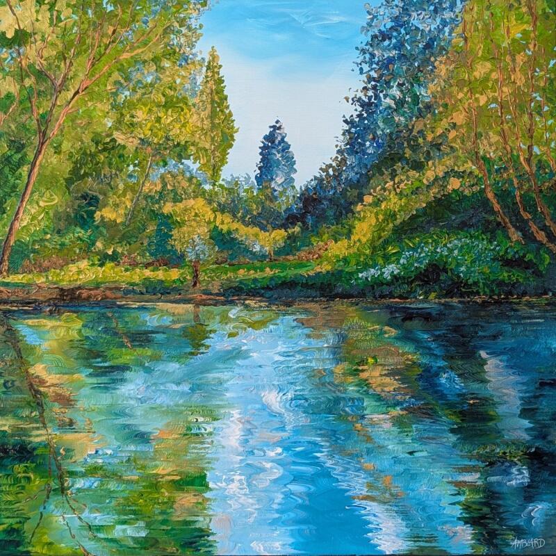Peinture Le jardin aux marais par Amblard Florence | Tableau Impressionnisme Nature Acrylique