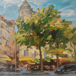 Painting Rues de Paris II  by Novokhatska Olga | Painting Figurative Acrylic, Oil Urban