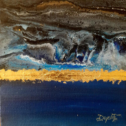 Painting La ligne d'or - bleu by Dupetitpré Roselyne | Painting