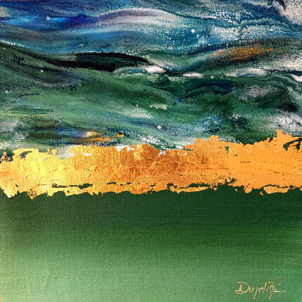 Pintura La ligne d'or - vert por Dupetitpré Roselyne | Pintura