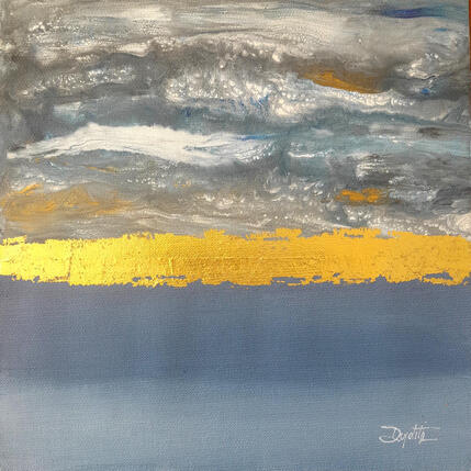 Painting La ligne d'or - bleu by Dupetitpré Roselyne | Painting