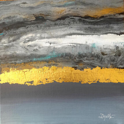 Painting La ligne d'or - gris by Dupetitpré Roselyne | Painting