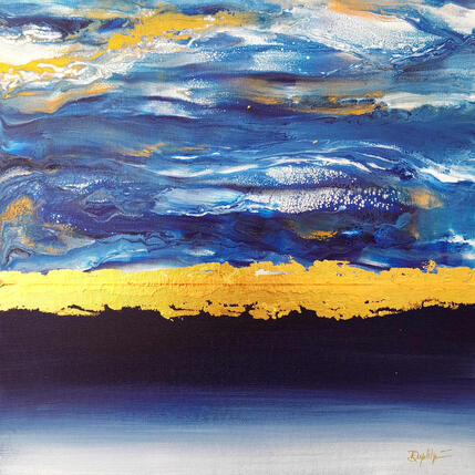 Painting La ligne d'or - outremer by Dupetitpré Roselyne | Painting