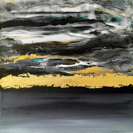 Peinture Ligne d'or - noir par Dupetitpré Roselyne | Tableau