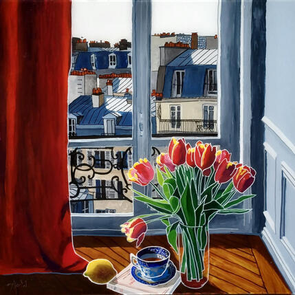 Peinture Gaston n'avait pas vu tomber la pluie par Auriol Philippe | Tableau Figuratif Acrylique, Plexiglas, Posca Natures mortes