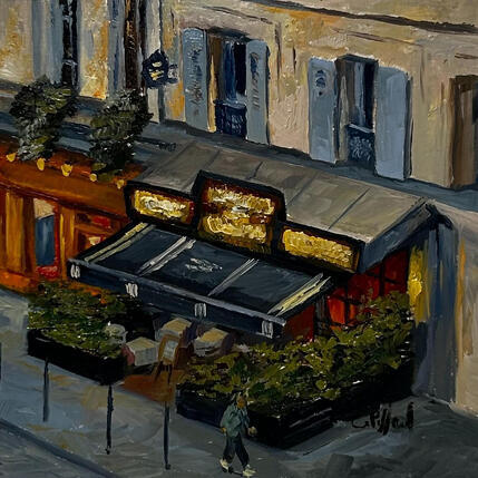 Painting Le coin des confidences by Piffard Cédric | Painting Figurative Oil Architecture, Life style, Urban