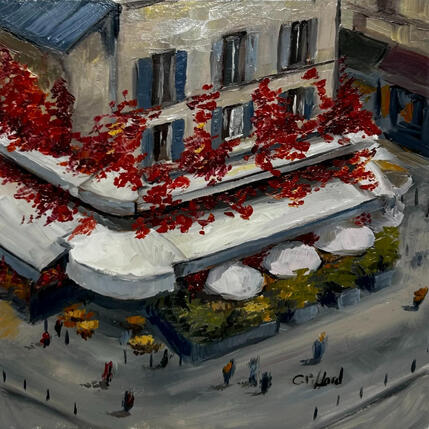 Painting La terrasse suspendue  by Piffard Cédric | Painting Figurative Oil Architecture, Life style, Urban