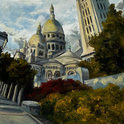 Painting Matin de printemps au Sacré Coeur by Piffard Cédric | Painting Figurative Oil Architecture, Life style, Pop icons, Urban