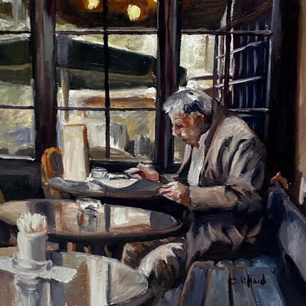 Painting Le temps d'un café  by Piffard Cédric | Painting Figurative Oil Architecture, Life style, Pop icons, Urban