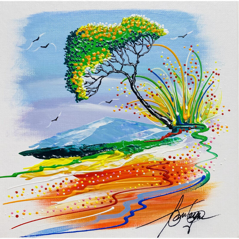 Peinture Entre ciel et montagne par Fonteyne David | Tableau Figuratif Acrylique