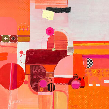 Pintura Balade dans les spheres orangées por Lau Blou | Pintura