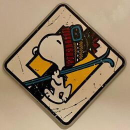 Gemälde 50x50 Snoopy au ski von Marie G.  | Gemälde