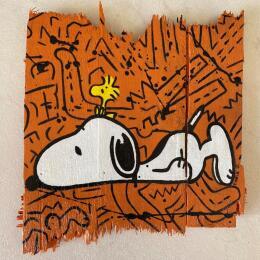 Painting Snoopy et Woodstock by Marie G.  | Painting Pop-art Acrylic, Gluing, Wood Pop icons