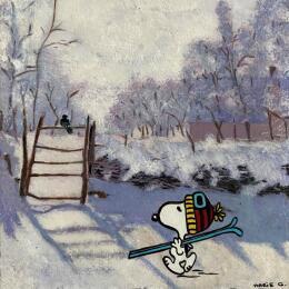 Painting Snoopy et la pie (Monet) by Marie G.  | Painting Pop-art Acrylic, Wood Pop icons