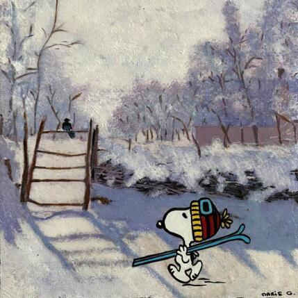 Pintura Snoopy et la pie (Monet) por Marie G.  | Pintura Pop art Acrílico, Madera Iconos pop