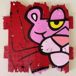 Painting Panthère rose by Marie G.  | Painting Pop-art Acrylic, Wood Pop icons