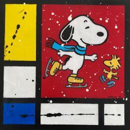 Painting Patinage sur Mondrian by Marie G.  | Painting Pop-art Acrylic, Wood Pop icons