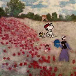 Painting Golf dans les coquelicots (Monet) by Marie G.  | Painting Pop-art Acrylic, Wood Pop icons