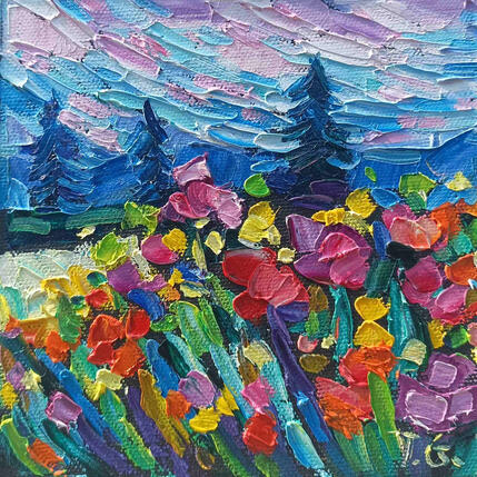 Painting Wild Flowers by Georgieva Vanya | Painting Figurative Oil Landscapes