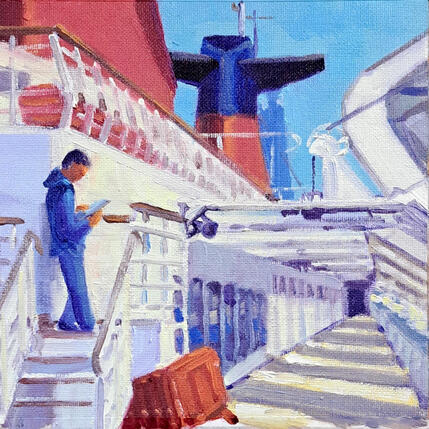 Peinture Pont promenade par Aliamus Béatrice | Tableau