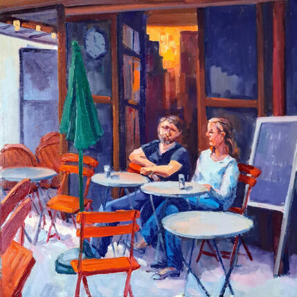 Peinture L'apéro en terrasse par Aliamus Béatrice | Tableau