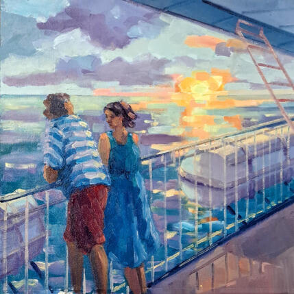 Peinture Traversée en ferry par Aliamus Béatrice | Tableau